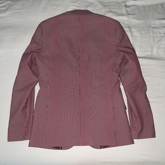 Paisley & Gray Men's Slim Fit Seersucker Blazer Two Button Red White Striped 38R - Picture 10 of 12